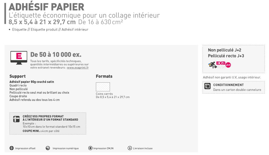 ÉTIQUETTE PAPIER AUTOCOLLANT 10x10 - Lexxprint Imprimerie en ligne