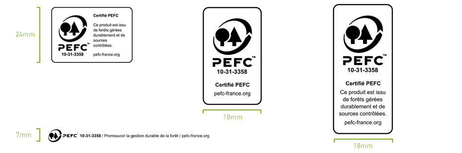 Hauteurs et largeurs des certifications PEFC
