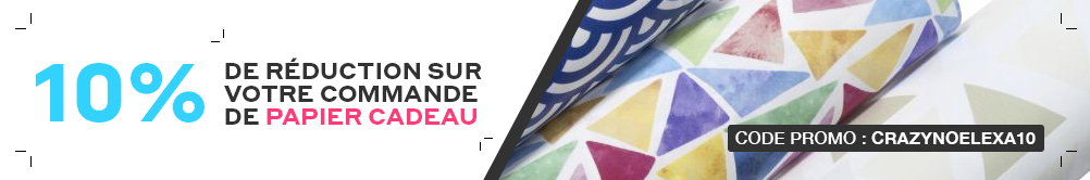 10% de réduction sur votre commande de papier cadeau avec le code CRAZYNOELEXA10